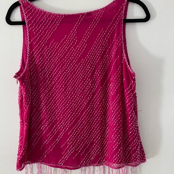 Designer Emma Black vintage beaded pure silk top. Beautiful fuchsia colour . - Picture 3 of 5